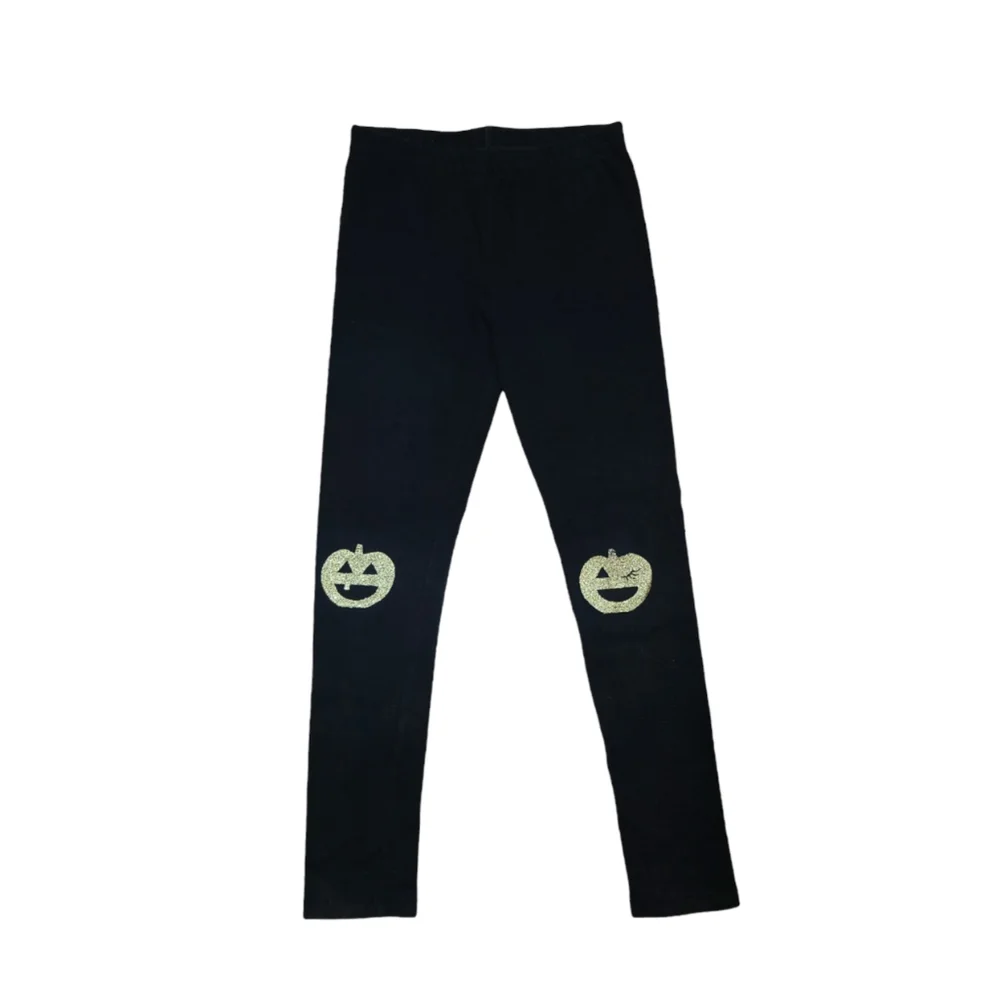 👻 Gymboree Girls Halloween Ghost Tunic & Gold Pumpkin Leggings 2pc Set Size 7/8